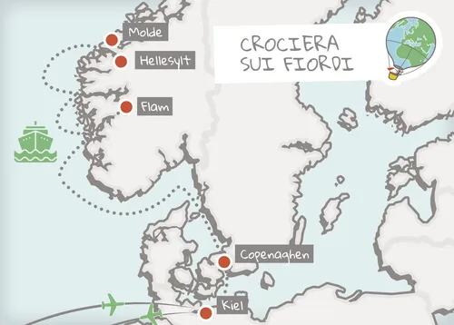 mappa itinerario Crociera Fiordi